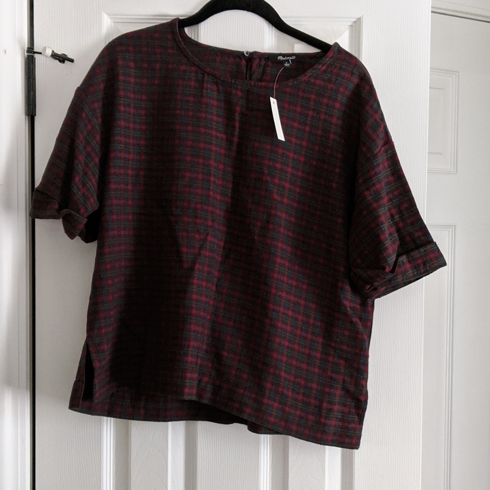 Madewell boxy tartan plaid top